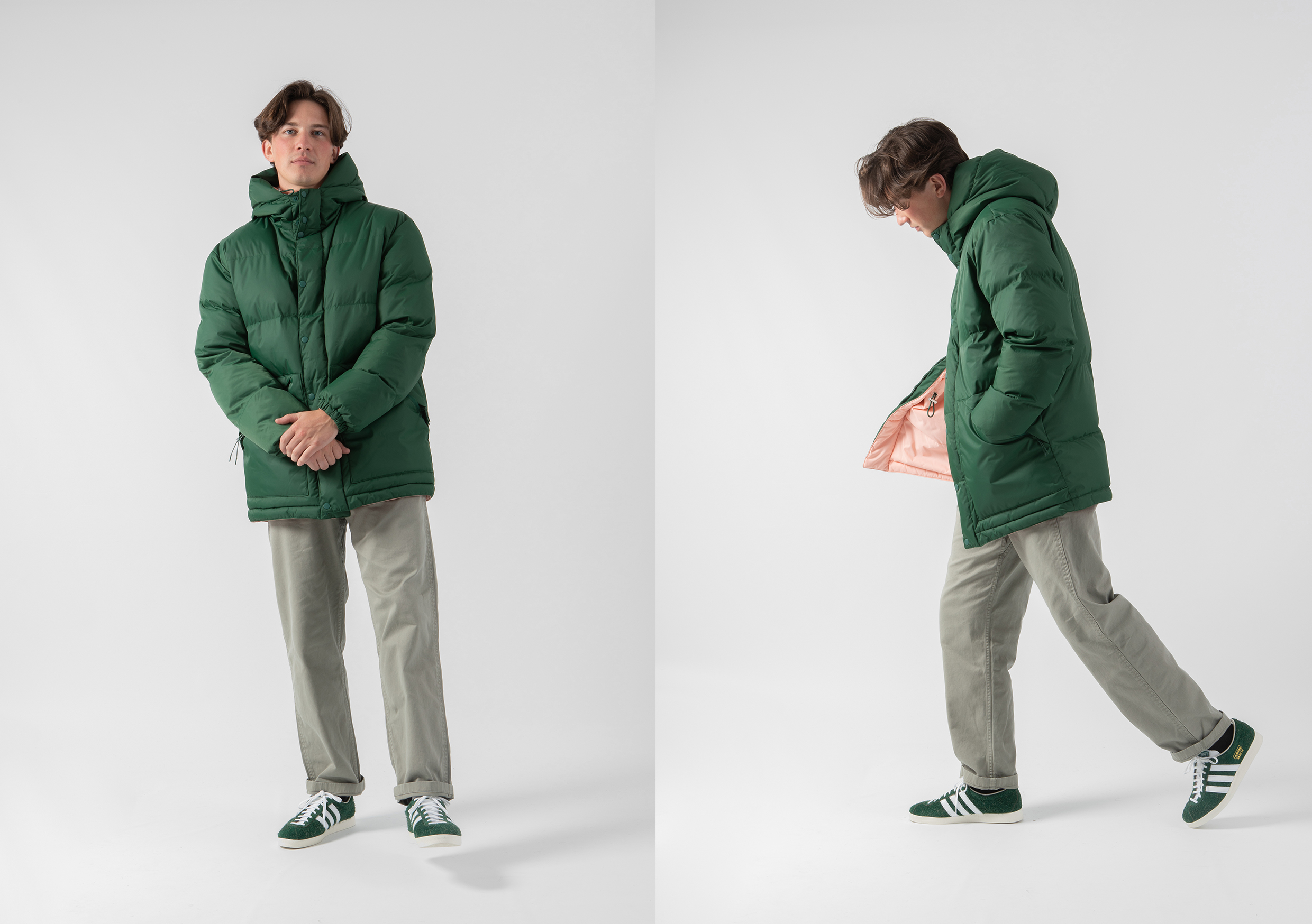 SHU winter jacket shot on model HIP