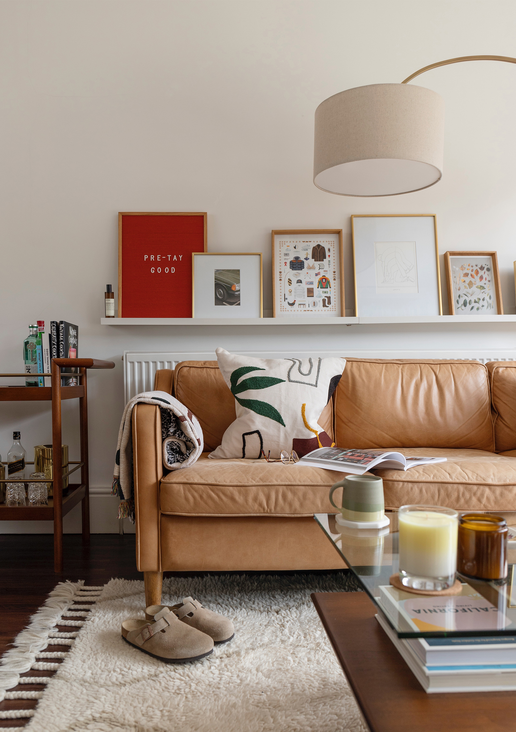 HIP Living - Living Room - Ferm Living cushion on couch - Kinto - Birkenstock Bostons