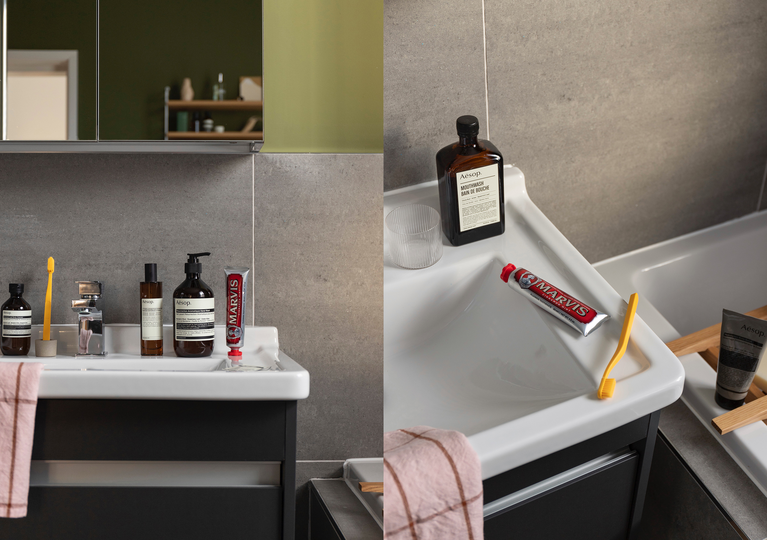 HIP Living - Bathroom - Sink - Toothbrush - Aesop - Marvis